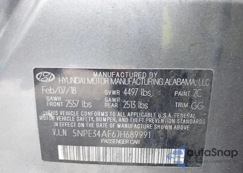 2018 Hyundai Sonata Sel z USA, uszkodzony, nr VIN 5NPE34AF6JH689991